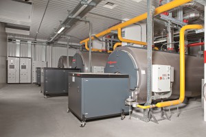 I TRE GENERATORIper acqua calda Vitomax 200-LW tipo M62A supportano il cogeneratore nel riscaldamento.